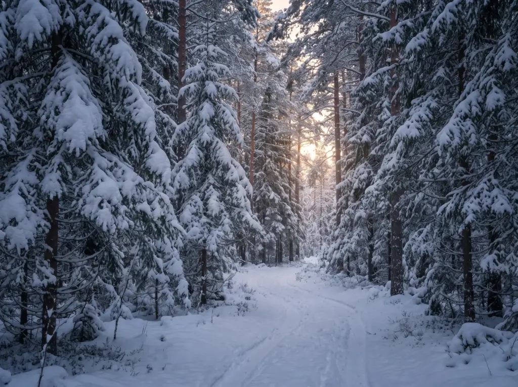 Snowy forest path representing therapy for depression and loss
